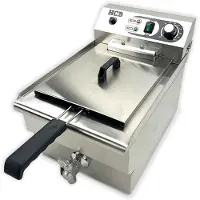 HCB - Professionele grote Horeca frituurpan - Friteuse - 14 liter - 400V - RVS / INOX frietketel - frietpannen - frietpan met kraantje - aftapkraan - 53x33.6x38 cm (DxBxH) - 5000W - 2598