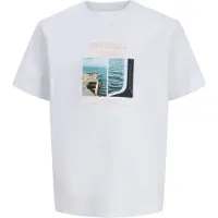 Jack & Jones JUNIOR T-shirt wit Jongens Katoen Ronde hals Printopdruk - maat 140