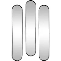 Vente-unique Set van 3 ovale metalen spiegels - L.23 x H.120 cm - Zwart - JAYLEN