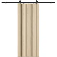Vente-unique Schuifdeur met opbouwsysteem in gestreept hout en MDF - H205 x B93 cm - AREZO