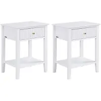 Vente-unique Set van 2 nachtkastjes met 1 lade en 1 plank - MDF - Wit - NIRIVA