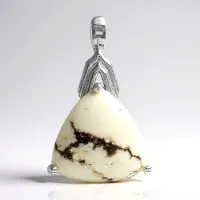 Cavill - Zilveren hanger met 7,76 ct Braziliaanse Magnesiet - Triljant cabochon vorm - 925 Sterling Zilver - Uniek en elegant sieraad