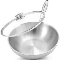 Savoré Kitchen Wokpan RVS 28 cm met Deksel – Inductie Geschikt – Wokpannen – 3-Ply – Professionele Warmteverdeling