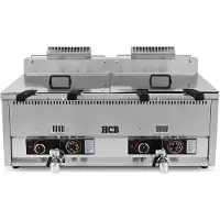 HCB - Professionele grote Horeca frituurpan - Dubbele friteuse - 2 x 30 liter - propaan - RVS / INOX frietpannen - frietpan - 47x110x48 cm (DxBxH) - 8750W - 2603