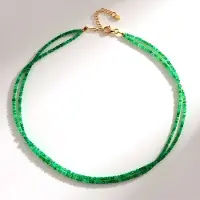 Cavill - Zilveren Halsketting 925 Sterling Zilver - 40,19 ct Zambia Smaragd Fancy Kraal - Verstelbare Elegante Groene Goudkleurig