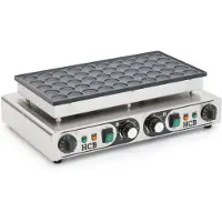 HCB - Professionele Horeca Poffertjesbakplaat - 50 dops - 230V - RVS / INOX poffertjespan electrisch - Poffertjesmaker - 34x54.5x17.5 cm (DxBxH) - 7 kg - 8525