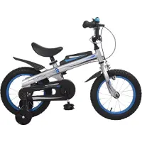 Happiq Kinderfiets – Voor kinderen van 2-4 jaar – Met zijwieltjes en Klinghandrem – Blauw, 30 cm