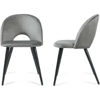 En.casa Eetkamerstoelen Karijo set van 2 fluweel 77x50x55 cm grijs en zwart []