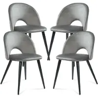 En.casa Eetkamerstoelen Karijo set van 4 fluweel 77x50x55 cm grijs en zwart []