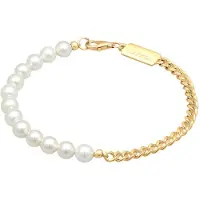 KUZZOI - Armband - Heren Trend Massief met Schelpkern parels in 925 sterling zilver - Heren