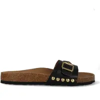 DWRS label Java black slippers met gesp Leer Dames | Maat 42