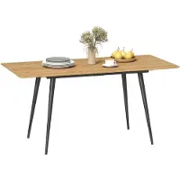 HOMCOM Uitschuifbare eettafel, 120/160 x 75 cm, keukentafel voor 6-8 personen, naturel