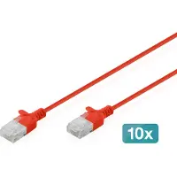 Digitus DK-1618-005S-R-10 Patchkabel CAT 6 U-UTP Slim 0,5m Rot 10 Stück