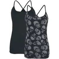Black premium by emp Top - Doppelpack Tops mit Rundhalsausschnitt - S tot 3XL - voor Vrouwen - zwart-grijs | Maat S