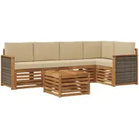 vidaXL Buiten bank set 5 st Naturel Massief Acacia Hout en Polyester
