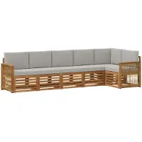 vidaXL Buiten bank set 5 st Naturel en lichtgrijs