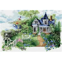 Diamond Dotz diamond painting Summer Hideaway groot landschap.