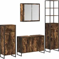 vidaXL Badkamermeubel Set met lade met plank Rook Eiken Bewerkt hout
