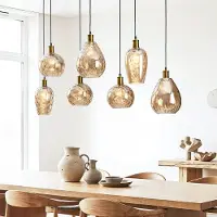 LumenXL Hanglamp Nilo – 7-lichts amber glas met bolling