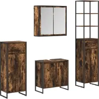 vidaXL Badkamermeubel Set 4 st Rook Eiken Bewerkt hout
