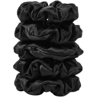 Yuaia Haircare Yuaia 5-pak Soft Satin Scrunchies Medium Black 5 stk.