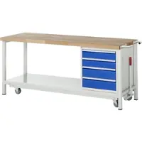 RAU Werkbank serie 8162 - neerlaatbaar - verrijdbaar- 4 schuifladen - B 2000 x D 700 x H 880 mm