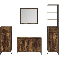 vidaXL Badkamermeubel Set 4 st Rook Eiken Bewerkt hout