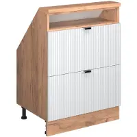 Vicco Keukenkast voor schuine wand R-Line Witte golf 60 cm met 2 laden, Model 60626
