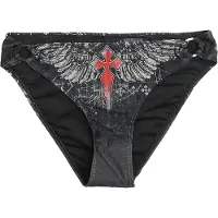 Rock Rebel by EMP - Rock Bikini Slip - Bikiniunterteil mit Skull Print - S tot XXL - voor Vrouwen - zwart | Maat M