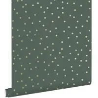 ESTAhome behang stippen donkergroen en goud - 53 cm x 10.05 m - 139275