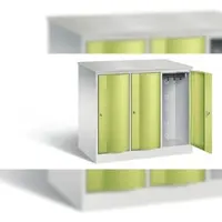 C+P Garderobekast Resisto, 3 vakken, 3 legborden, B 1148 x D 640 x H 1077 mm, lichtgrijs/kleedgroen