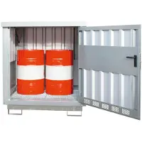 Bauer Opslagplaats voor gevaarlijke stoffen type GD-E 2, afsluitbaar, capaciteit 2 x 200 l vaten, gegalvaniseerd