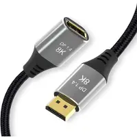 NÖRDIC DP-456 Displayport verlengkabel - 1.4 - UHD - 8K60Hz - 4K144Hz - 32.4Gbps - 1m - Zwart/Grijs