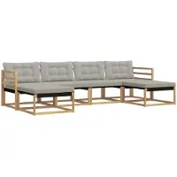 vidaXL Buiten bank set 6 st Wit en Lichtgrijs