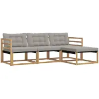 vidaXL Buiten bank set 4 st Wit en Lichtgrijs