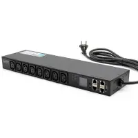 Digitus SMART PDU Stekkerdoos 1U, IEC320 C20 16A/250V stopcontact, 8x C13 stopcontacten, 16A