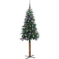 vidaXL Slanke Kerstboom Groen 150 cm PVC en massief dennenhout