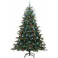 vidaXL Kunstkerstboom Groen 210 cm PVC en Metaal en Plastic