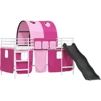 vidaXL Bunkbed voor kinderen met gordijnen Wit en roze 100 x 200 cm