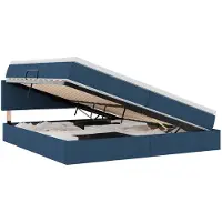vidaXL LED opbergbed met matras Blauw 200 x 200 cm Stof