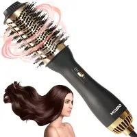 MODFU Fohnborstel - Haardroger met Borstel - 4 In 1 Föhn Met Opzetstukken - Multifunctionele Stylingborstel Voor Thuisgebruik - Volume & Krul - Warmteborstel Krultang - Haarstyler - Zwart