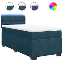 vidaXL Boxspringbed met matras, blauw, 100x200 cm, fluweel