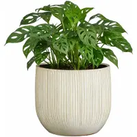 Mica Decorations Plantenpot - keramiek - wit glans / ribbels - D29 x H25 cm - bloempot Pablo