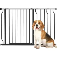PawHut Hunde Türschutzgitter Treppenschutzgitter, 75-115 cm Hunde Türgitter, Klemmgitter, Schutzgitter, Zwei-Wege-Öffnung, Stahl, Schwarz