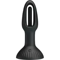 Pretty Love - Hubert - Vibrerende Buttplug - Anaal Vibrator - Met Wiebelend Tongetje - Zwart