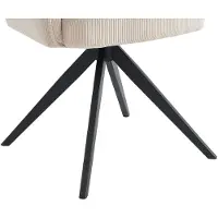 Vente-unique Set van 2 draaistoelen met armleuningen van ribfluweel en zwart metaal - Crèmewit - KONYA