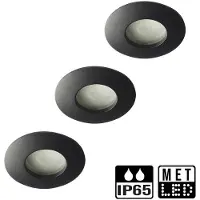 Lybardo inbouwspots Badkamer IP65 Zand Zwart + Philips CorePro LED GU10 3.5W 2700K Warm Wit Set van 3