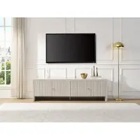 Vente-unique Tv-meubel met 4 deuren van MDF - Beige en goudkleurig - MIRENALO