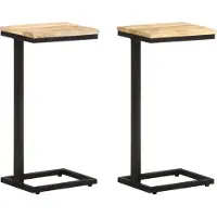 vidaXL Bijzettafels 2 st 31,5x24,5x64,5 cm ruw mangohout