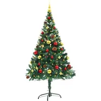 vidaXL Kunstkerstboom met verlichting en kerstballen 180 cm groen